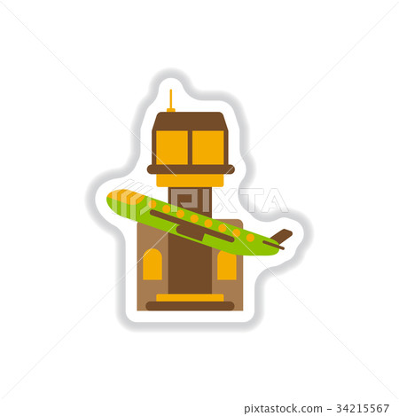 paper sticker on white background plane takeoff paper sticker on white background plane takeoff 34215567
