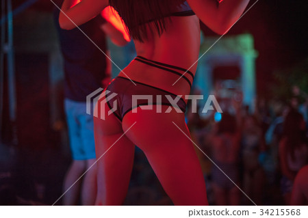 The dancing silhouette of girl in a nightclub The dancing silhouette of girl in a nightclub 34215568