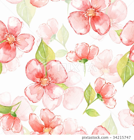 Floral seamless pattern with red flowers - Stock Illustration [34215747 ...