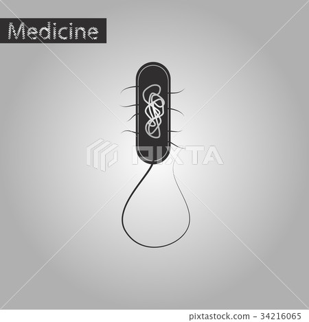 black and white style icon of bacteria 34216065