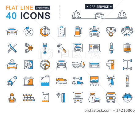 Set Vector Flat Line Icons Car Service Set Vector Flat Line Icons Car Service 34216800