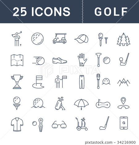 Set Vector Flat Line Icons Golf - Stock Illustration [34216900] - PIXTA