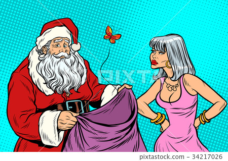 Santa Claus without gifts and angry woman 34217026