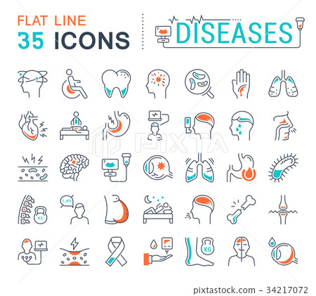 Set Vector Flat Line Icons Diseases - Stock Illustration [34217072] - PIXTA