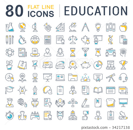 Set Vector Flat Line Icons Education 34217138