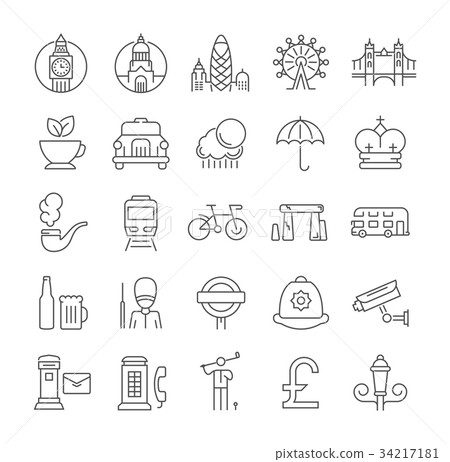 Set Vector Flat Line Icons London - Stock Illustration [34217181] - PIXTA