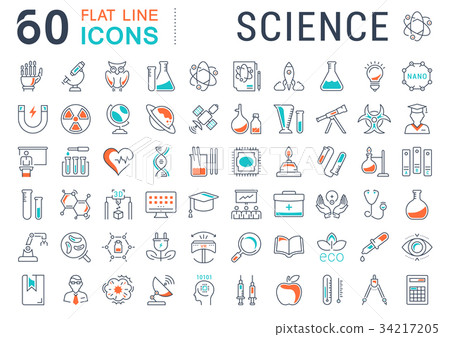 Set Vector Flat Line Icons Science - Stock Illustration [34217205] - PIXTA
