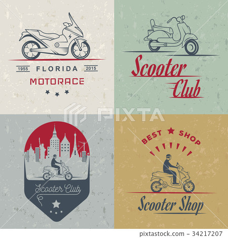Set Vector Vintage Sign and Logos Scooter 34217207