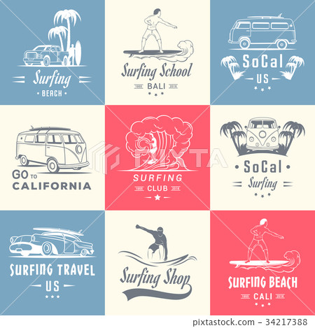 Vector Set Surf Badges, Sign and Logos 34217388