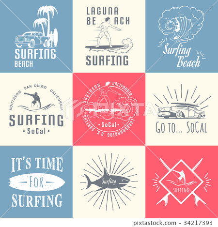 Vector Set Surf Badges, Sign and Logos 34217393