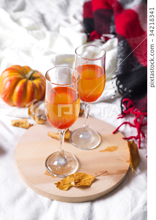 Autumn arrangement with wine 34218341