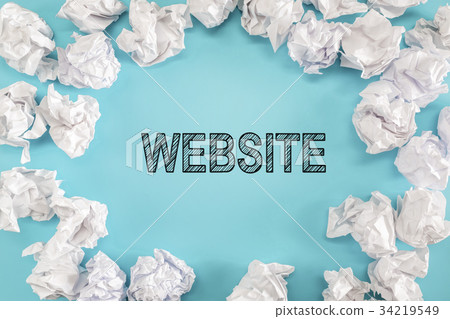 Website text with crumpled paper balls  34219549