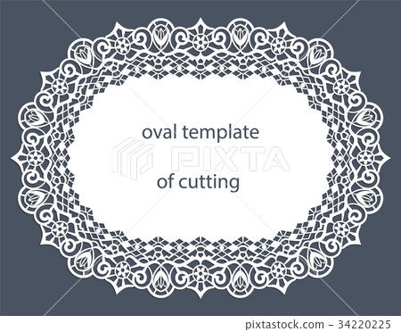 Greeting card with decorative oval border, doily Greeting card with decorative oval border, doily 34220225