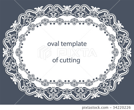 Greeting card with decorative oval border, doily Greeting card with decorative oval border, doily 34220226