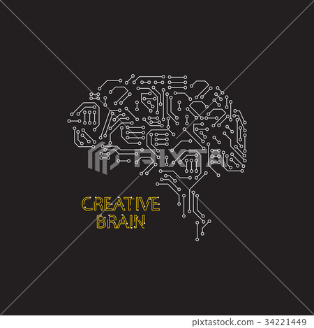 Creative brain circuit logo silhouette design 34221449