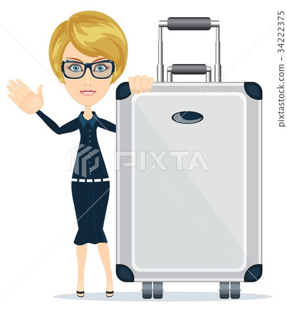 Woman traveler with suitcase 34222375