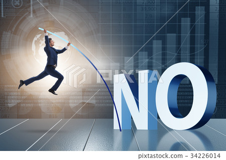 Businessman vaulting over word no 34226014