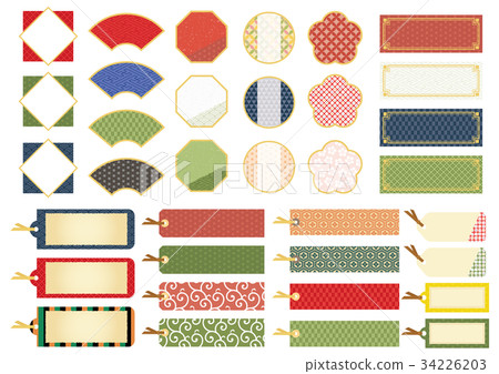 Japanese pattern label and chopsticks 34226203