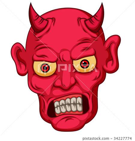 red cartoon style devil face 34227774