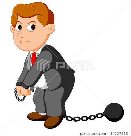 corruption businessman with ball and chain 34227818