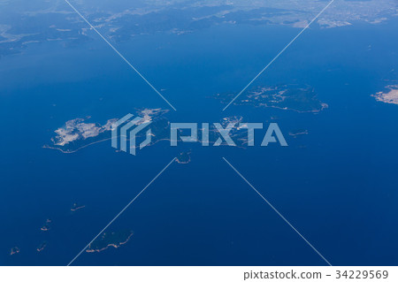 Aerial view of Iejima Islands Aerial view of Iejima Islands 34229569