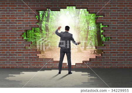 Businessman escaping for summer vacation Businessman escaping for summer vacation 34229955