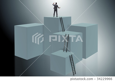 Businessman climbing blocks in challenge business 34229966