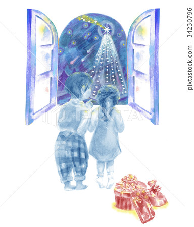 Kid looking at christmas tree Kid looking at christmas tree 34230796