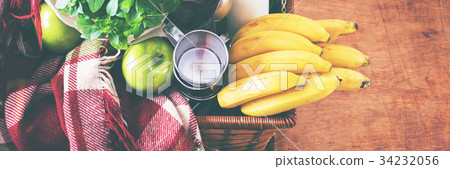 Picnic Wattled Basket Setting Food Summer Time 34232056