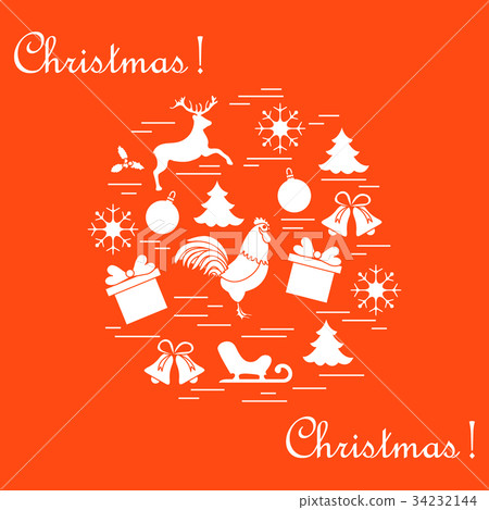 different new year and christmas symbols arranged different new year and christmas symbols arranged 34232144