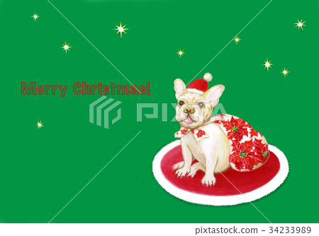 Santa's french bulldog _ green back character 34233989