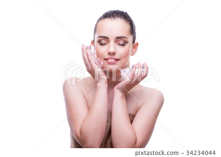 Woman in beauty concept applying make up using 34234044