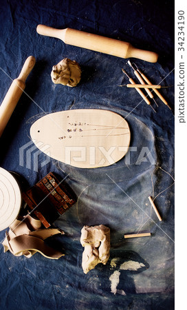 Creative workshop in clay. The tool of the 34234190