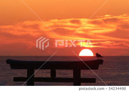 Sunrise Oarai Beach Ibaraki Prefecture Oarai Town 34234490