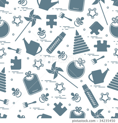 seamless pattern with variety of children's toys seamless pattern with variety of children's toys 34235450