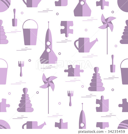 Vector pattern of different kids toys objects 34235459