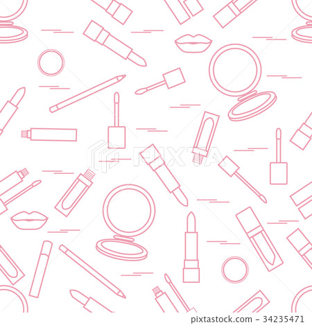 Seamless pattern of different lip make-up tools Seamless pattern of different lip make-up tools 34235471