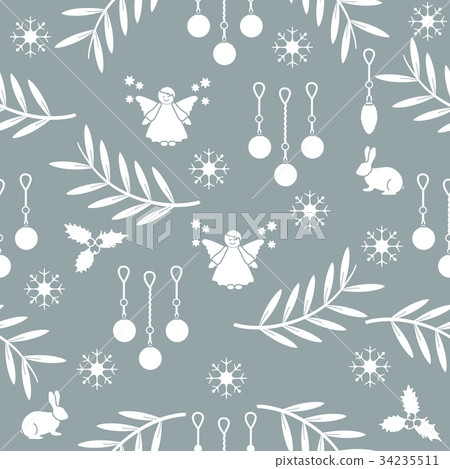Winter seamless pattern with variety new year  34235511
