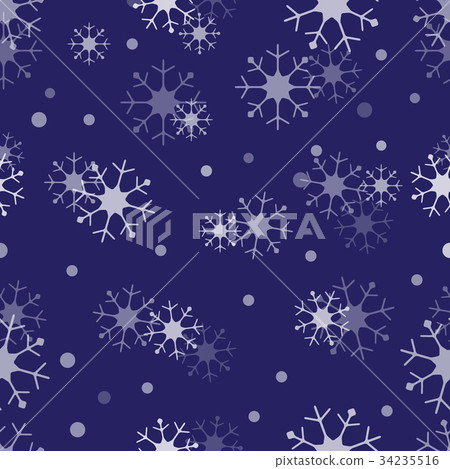 Winter seamless pattern with snowflakes - Stock Illustration [34235516 ...