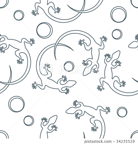 Cute seamless pattern with lizards and circles. 34235529