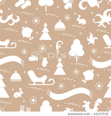 Seamless pattern with variety winter elements Seamless pattern with variety winter elements 34235530