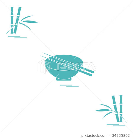 bowl with chopsticks and bamboo. Asian food bowl with chopsticks and bamboo. Asian food 34235802