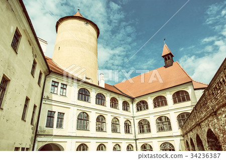 Courtyard of Veveri castle, Czech republic, filter Courtyard of Veveri castle, Czech republic, filter 34236387