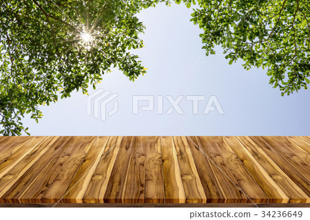 wooden board space platform with tree branches wooden board space platform with tree branches 34236649