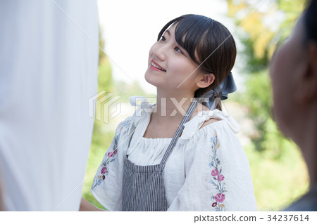 Grandmother grandson laundry housework Grandmother grandson laundry housework 34237614