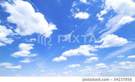 藍天天空雲彩秋天天空背景材料9月復制空間 34237956