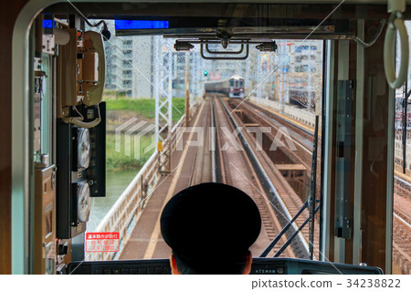 Railway driver's seat window view 34238822