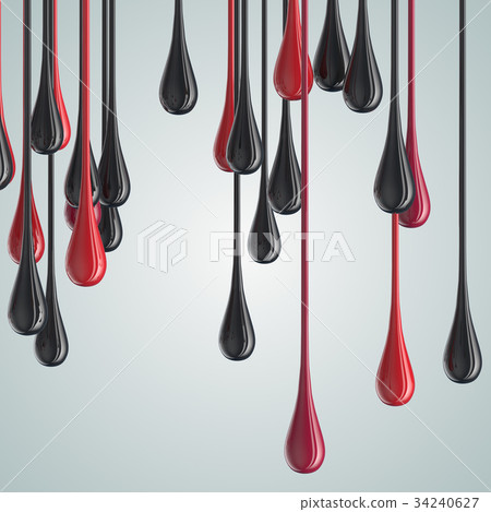 3D red and black glossy paint drop blobs 34240627