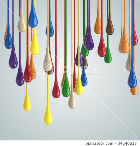 3D color glossy paint drop blobs 3D color glossy paint drop blobs 34240628