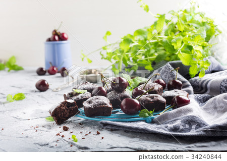 Homemade chocolate cherry brownie cake Homemade chocolate cherry brownie cake 34240844